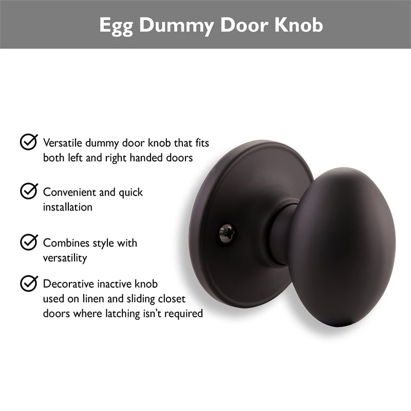 Design House Egg Traditional Brass Dummy Door Knob in Matte Black