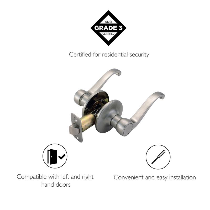 Design House Scroll 8-Pack Brass Passage Door Handle in Satin Nickel