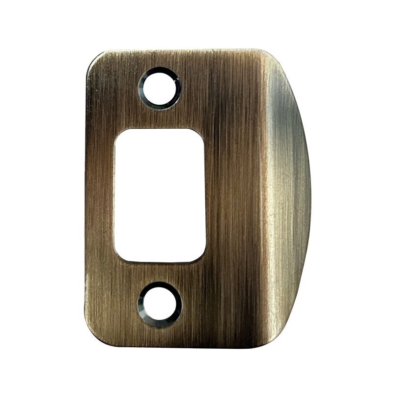 Design House Round Corner Stainless Steel Deadbolt Strike Plate in Antique Brass