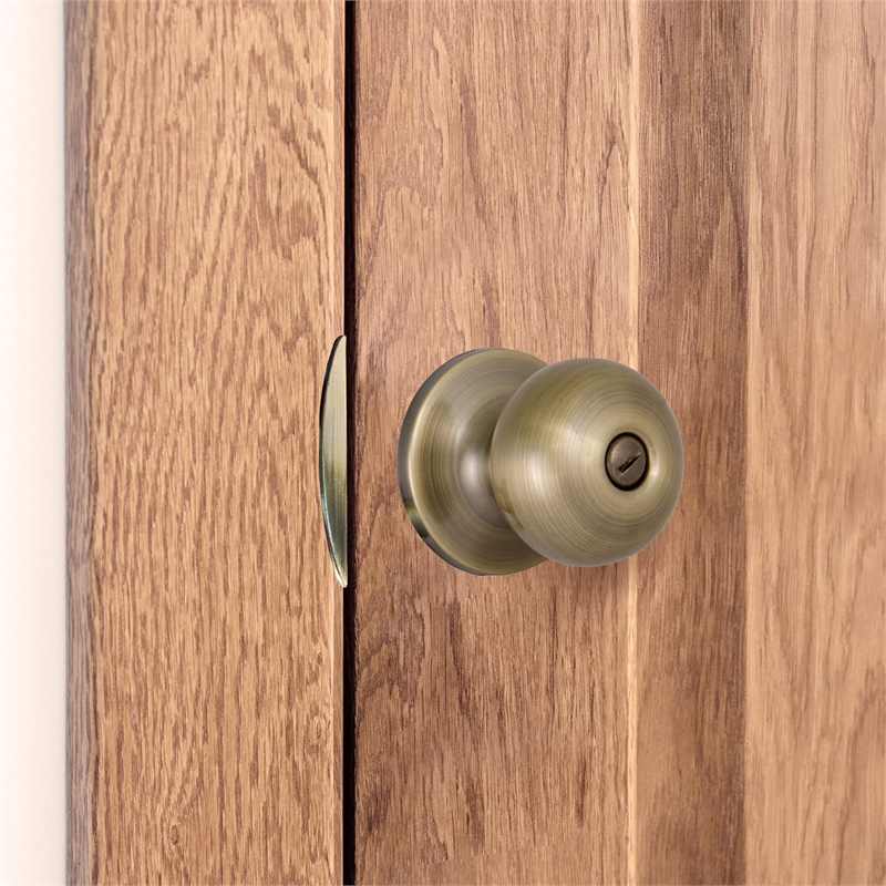 Design House Round Corner Stainless Steel Deadbolt Strike Plate in Antique Brass