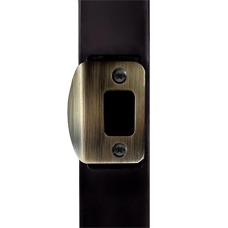Design House Round Corner Stainless Steel Deadbolt Strike Plate in Antique Brass