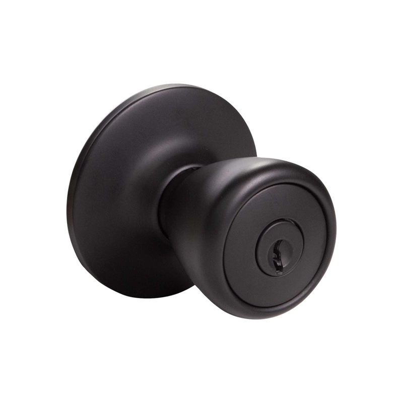 Design House Tulip Brass Keyed Entry Door Knob in Matte Black
