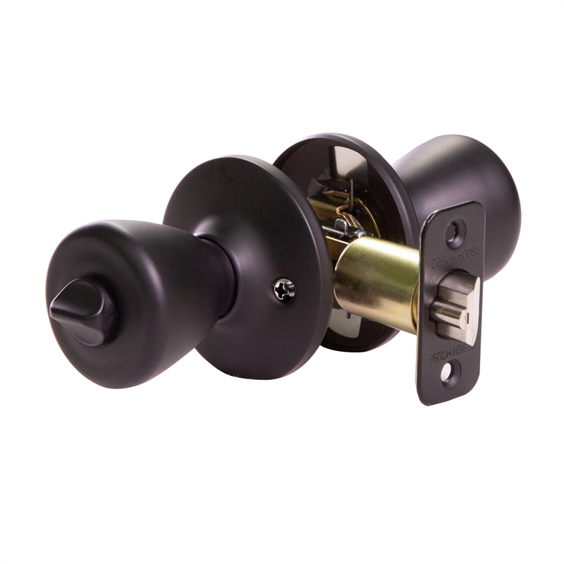 Design House Tulip Brass Keyed Entry Door Knob in Matte Black
