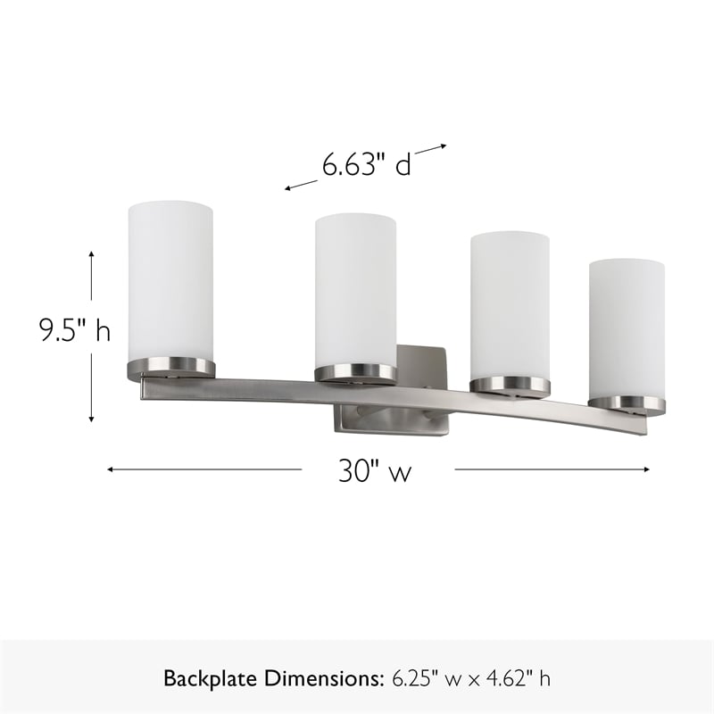 Design House Aubrey 4-Light Stainless Steel Vanity Light in Brushed Nickel