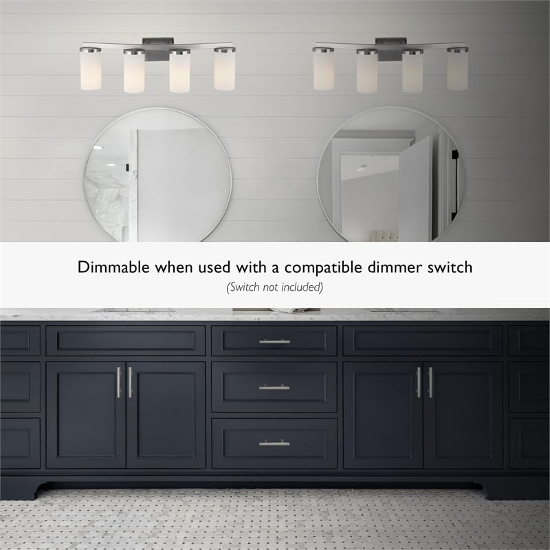 Design House Aubrey 4-Light Stainless Steel Vanity Light in Brushed Nickel