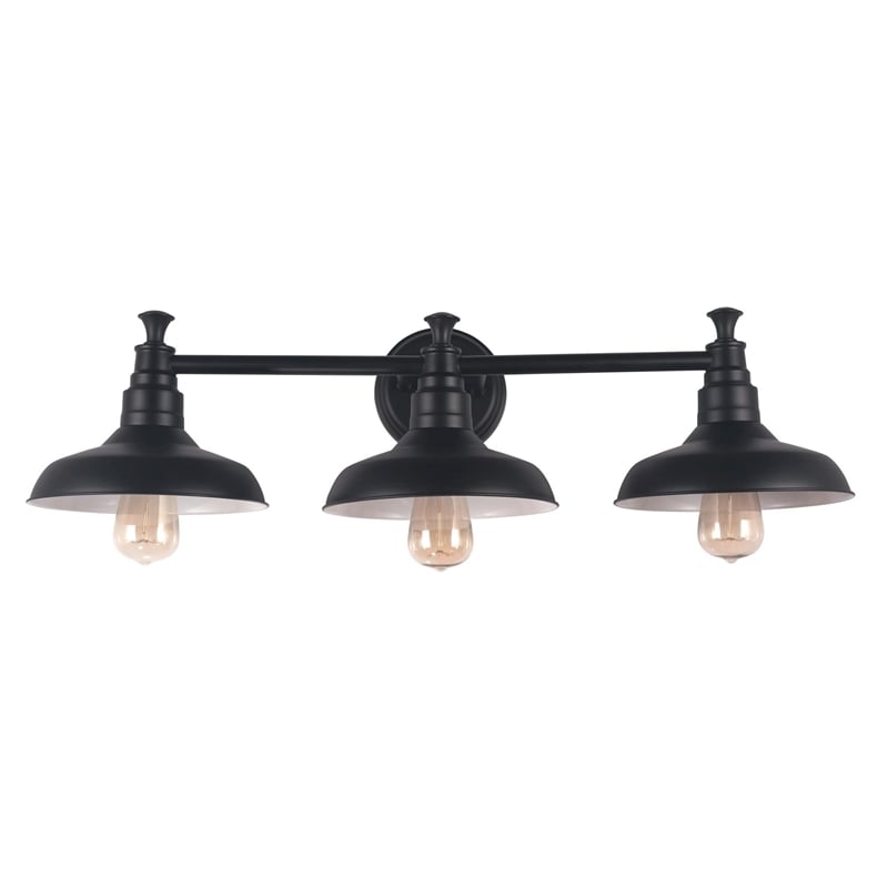 Design House Augustin 3-Light Glass Vanity Light in Matte Black