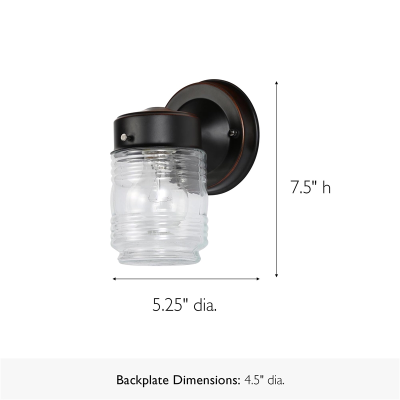 Design House Jelly Jar Stainless Steel Wall Sconce-Oil Brushed Bronze 5.25