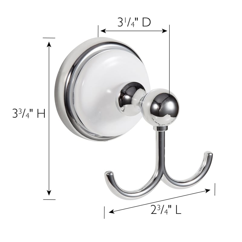 Design House Savannah Traditional Stainless Steel Robe Hook in Chrome/White