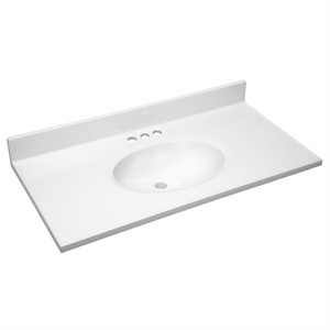 Design House 37x19&quot Traditional Marble Single Bowl Vanity Top in Solid White