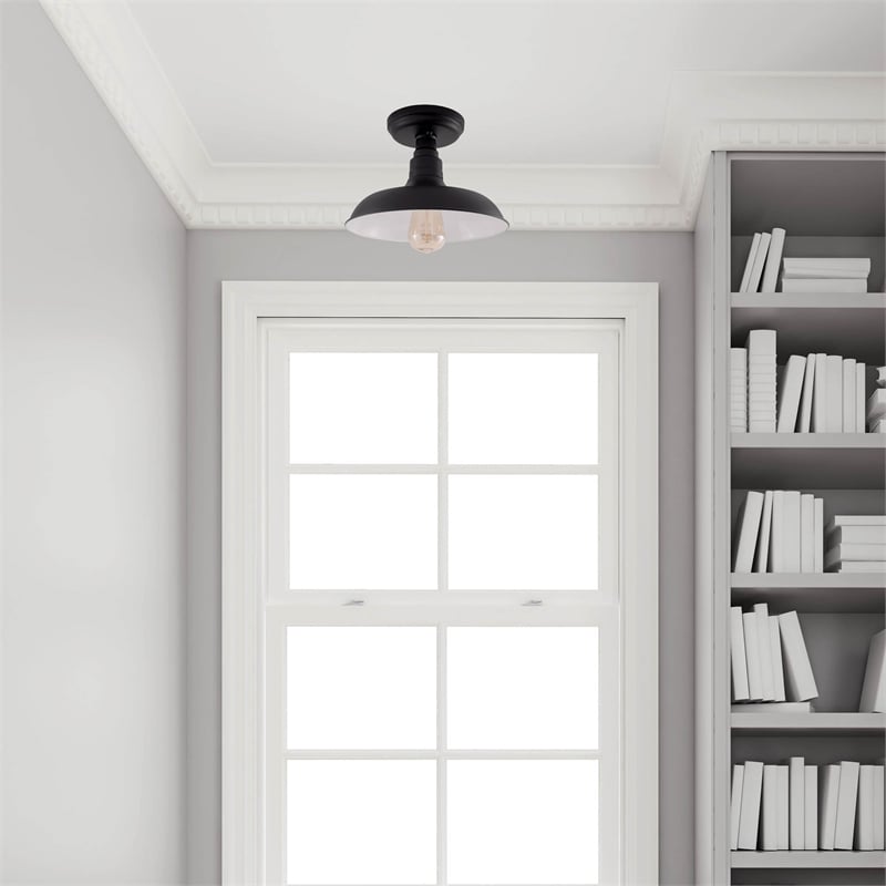Design House Kimball 1-Light Stainless Steel Ceiling Light in Matte Black
