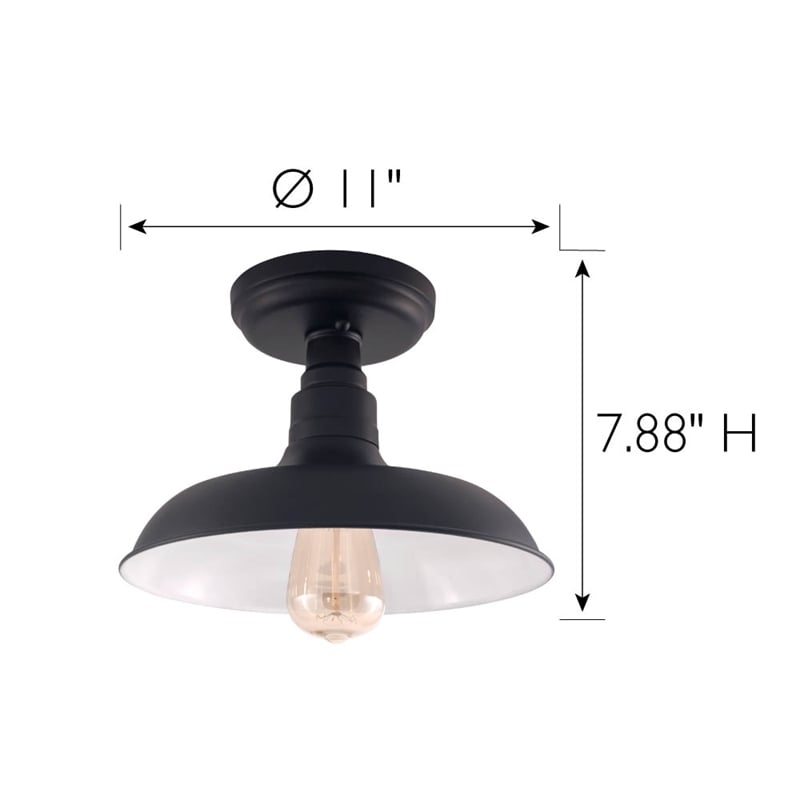 Design House Kimball 1-Light Stainless Steel Ceiling Light in Matte Black