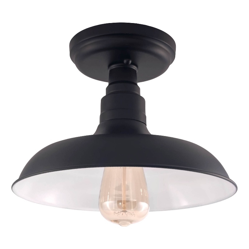 Design House Kimball 1-Light Stainless Steel Ceiling Light in Matte Black
