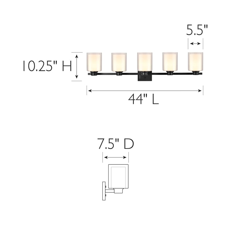 Design House Oslo 5-Light Fixture Stainless Steel Vanity Light in Matte Black