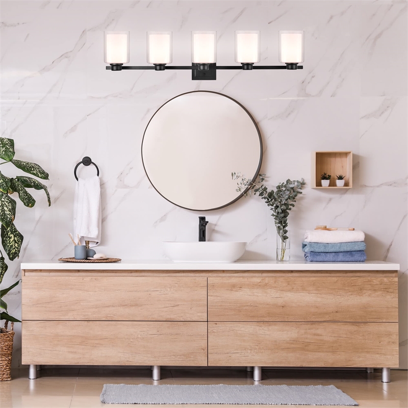 Design House Oslo 5-Light Fixture Stainless Steel Vanity Light in Matte Black