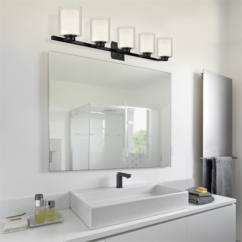 Design House Oslo 5-Light Fixture Stainless Steel Vanity Light in Matte Black