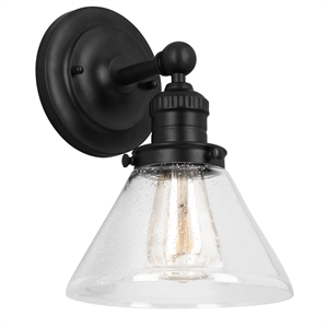 Design House Augustin Transitional Glass Wall Light in Matte Black