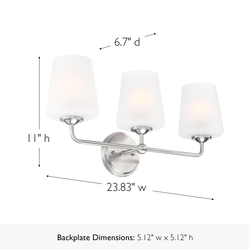 Design House Stasia 3-Light Stainless Steel Vanity Light in Satin Nickel