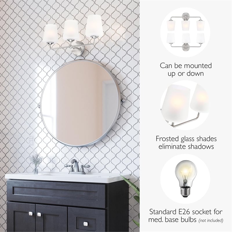 Design House Stasia 3-Light Stainless Steel Vanity Light in Satin Nickel