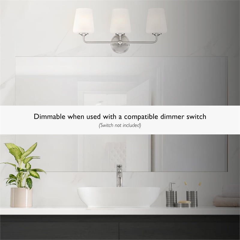 Design House Stasia 3-Light Stainless Steel Vanity Light in Satin Nickel