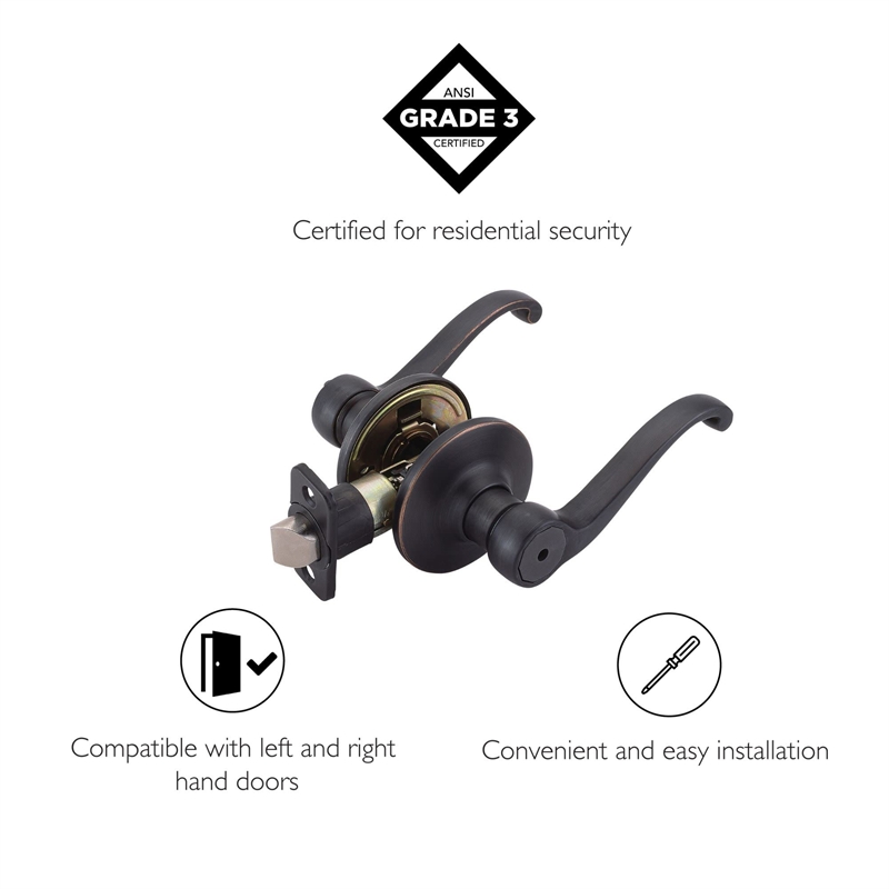 Design House Scroll Brass Privacy Door Handle in Oil Rubbed Bronze