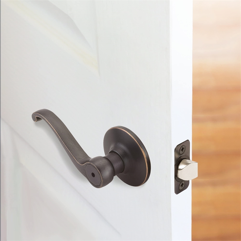 Design House Scroll Brass Privacy Door Handle in Oil Rubbed Bronze