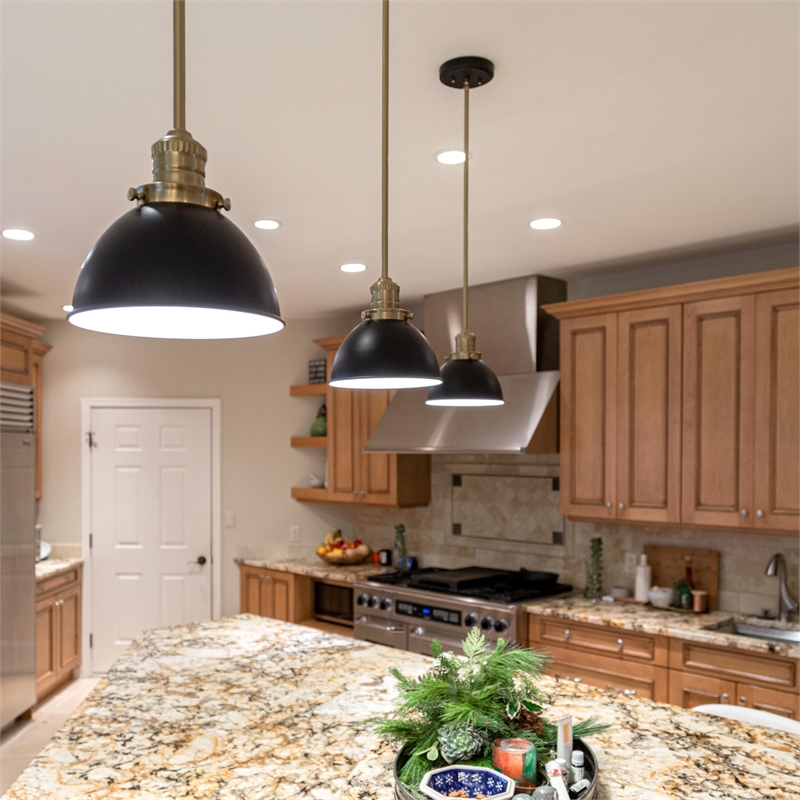 Design House Savannah 1-Light Stainless Steel Pendant in Matte Black/Satin Gold