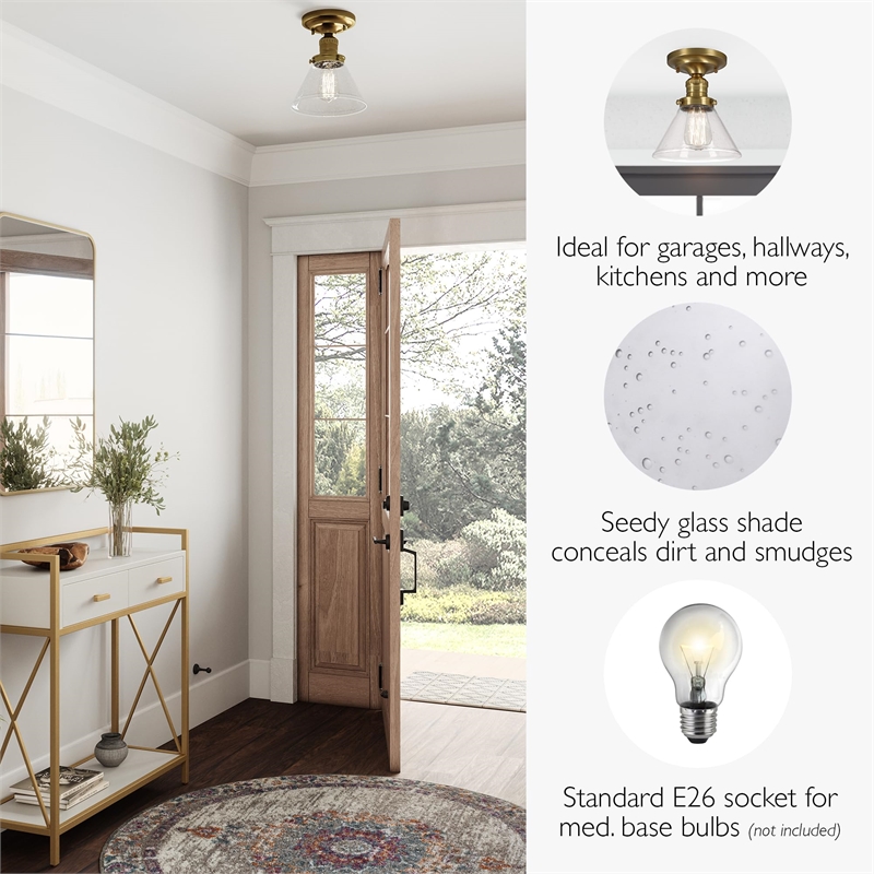 Design House Augustin Transitional Glass Ceiling Light in Satin Gold
