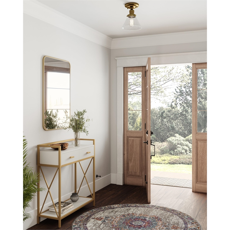 Design House Augustin Transitional Glass Ceiling Light in Satin Gold