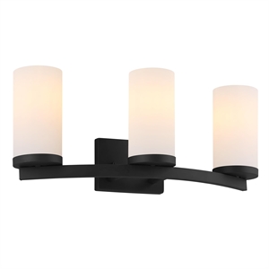 Design House Desta 3-Light Transitional Glass Vanity Bar in Matte Black