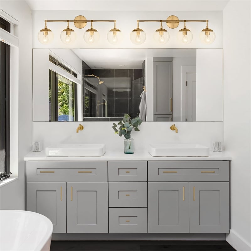Design House Gracelyn 4-Light Glass Vanity Light in Satin Gold