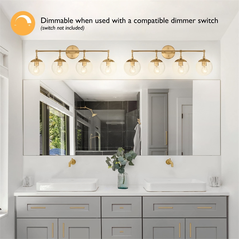 Design House Gracelyn 4-Light Glass Vanity Light in Satin Gold