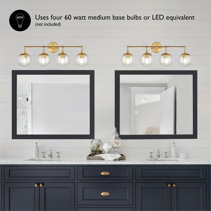 Design House Gracelyn 4-Light Glass Vanity Light in Satin Gold