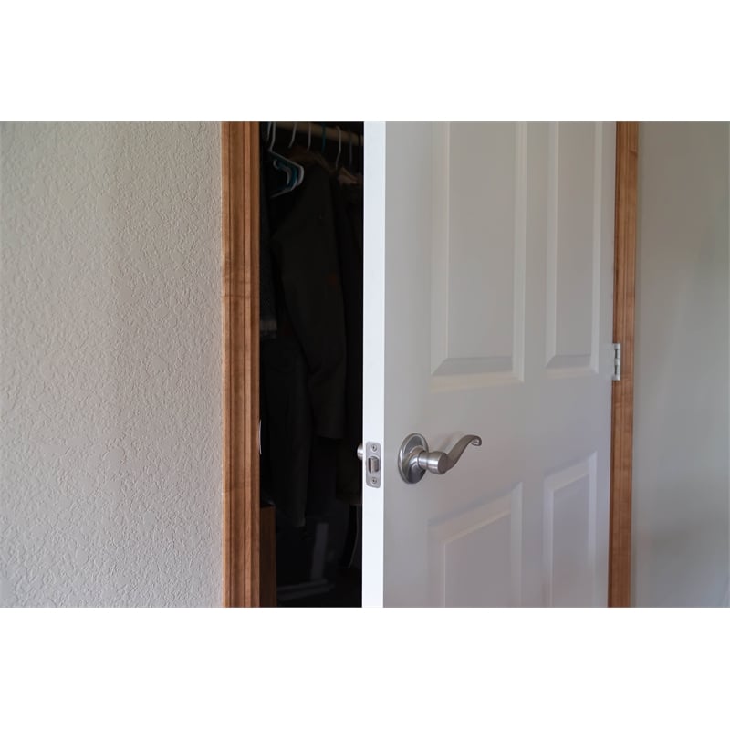 Design House Scroll Brass 2-Way Passage Door Leve in Satin Nickel (Set of 4)