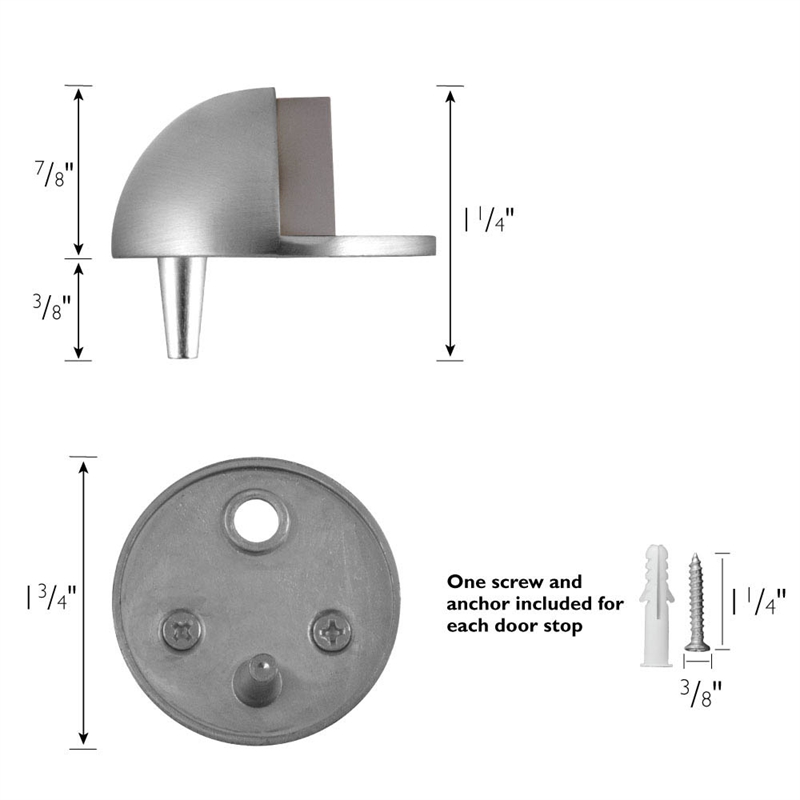 Design House 5-Pack Floor Mounted Metal Dome Door Stop in Satin Nickel