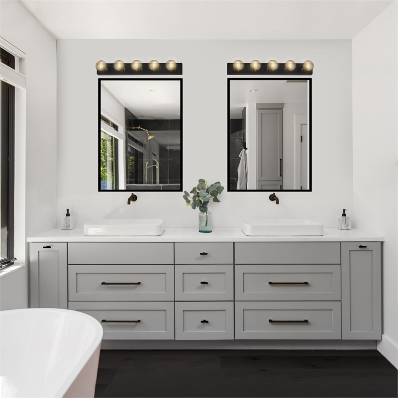 Design House 5-Light Modern Metal Vanity Light in Matte Black