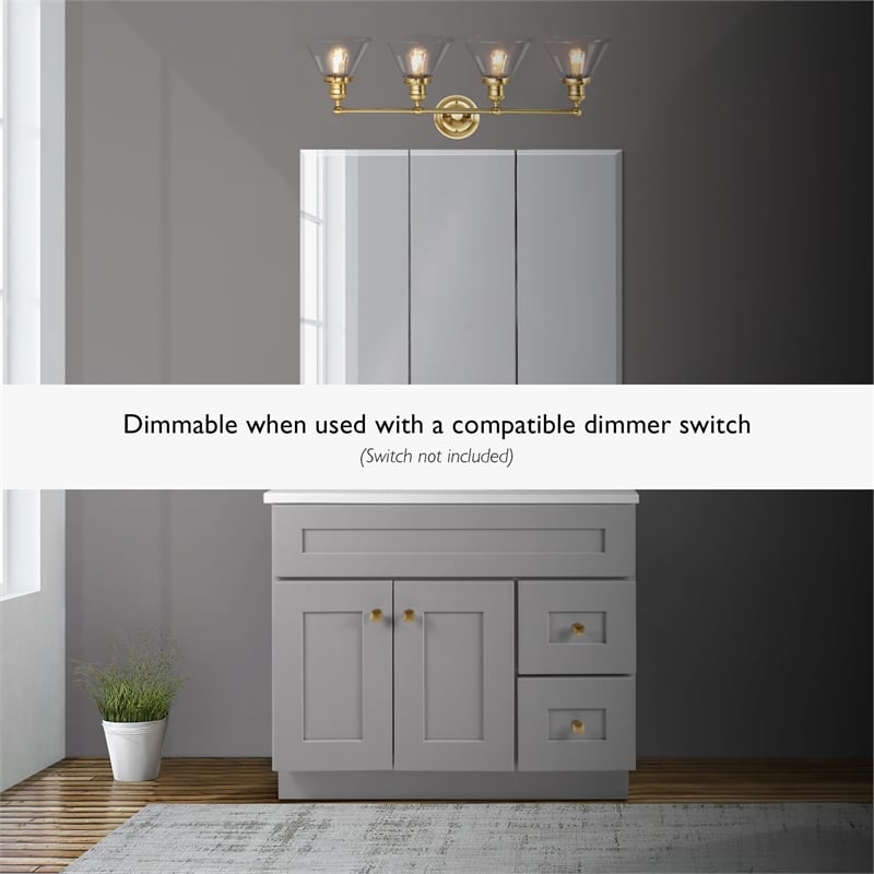 Design House Savannah 4-Light Stainless Steel Bath Vanity Light in Black/Gold