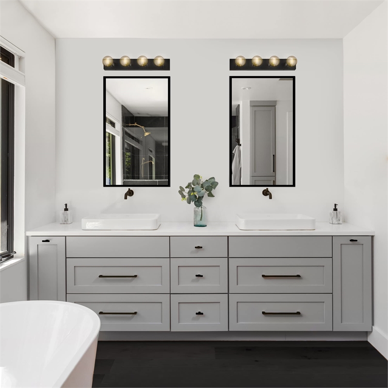 Design House 4-Light Modern Metal Vanity Light in Matte Black