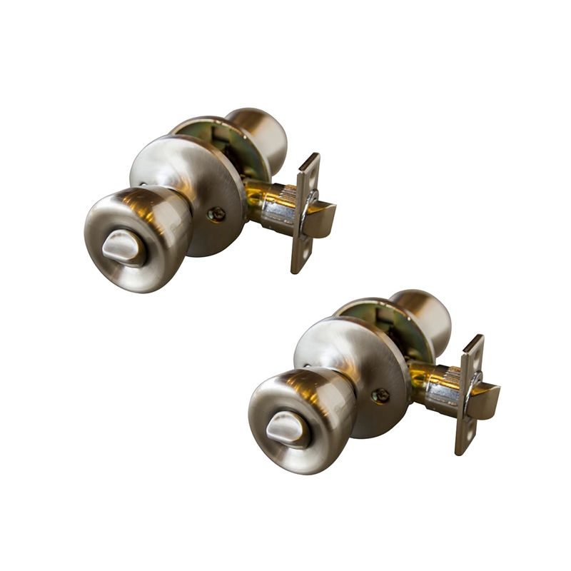 Design House Terrace 2-Pack Brass Privacy Door Knob in Satin Nickel