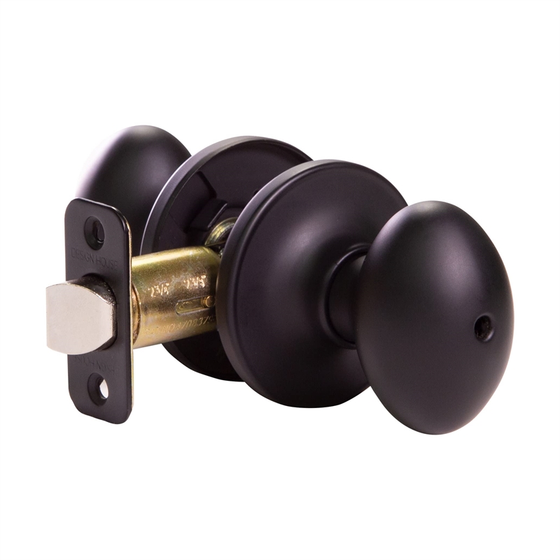 Design House Egg Traditional Brass Privacy Door Knob in Matte Black
