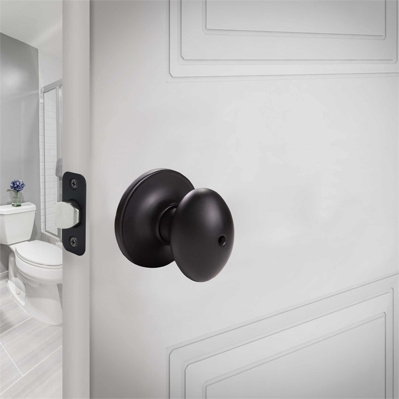 Design House Egg Traditional Brass Privacy Door Knob in Matte Black