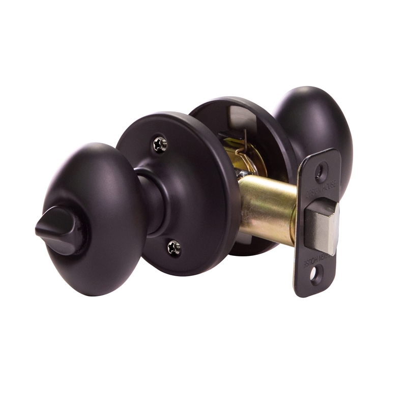 Design House Egg Traditional Brass Privacy Door Knob in Matte Black