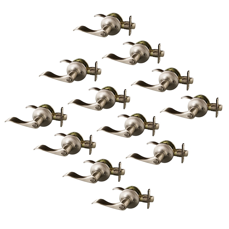 Design House Stratford 12-Pack Metal Privacy Door Knob in Satin Nickel