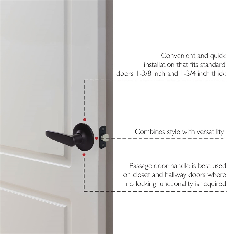 Design House Delavan Brass Passage Door Lever in Matte Black