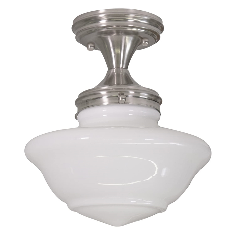 Design House Schoolhouse Stainless Steel Ceiling Light in Satin Nickel