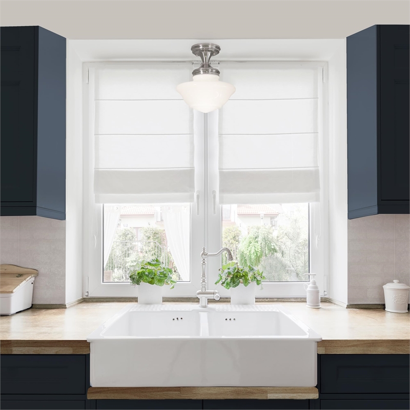 Design House Schoolhouse Stainless Steel Ceiling Light in Satin Nickel