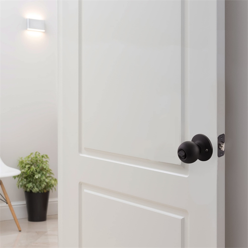 Design House Ball Brass Keyed Entry Door Knob in Matte Black