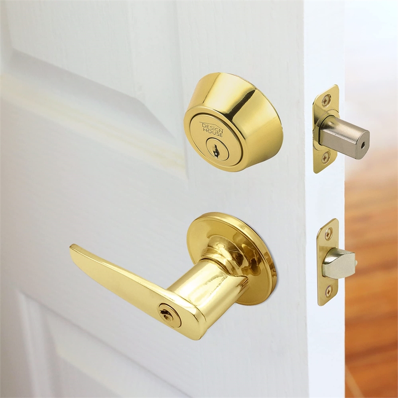 Design House 6-Way Metal Replacement Deadbolt Latch in Polished Brass