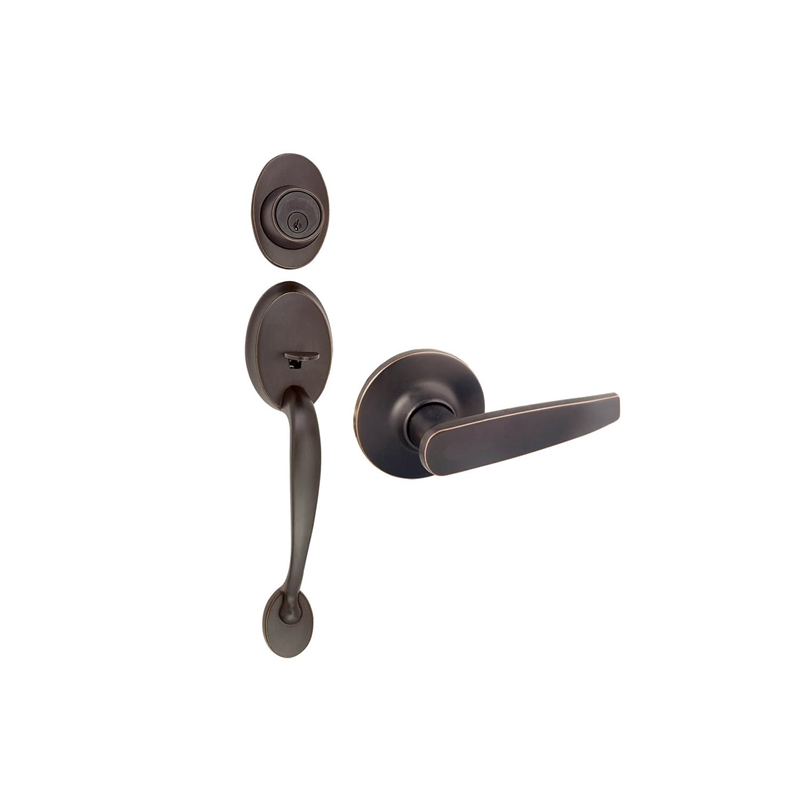 Design House Delavan Brass Coventry Latch Entry Door Handle Set in Bronze