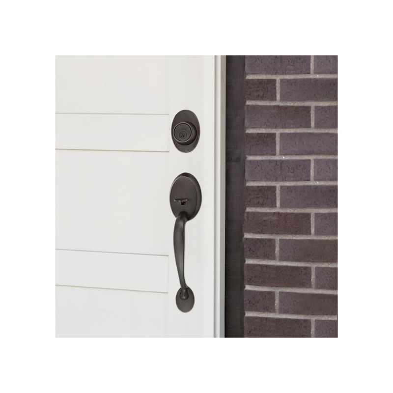 Design House Delavan Brass Coventry Latch Entry Door Handle Set in Bronze