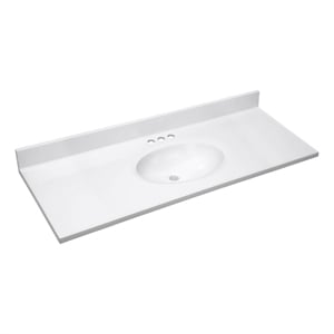 Design House 49x19&quot Cultured Marble Single Bowl Vanity Top in Solid White